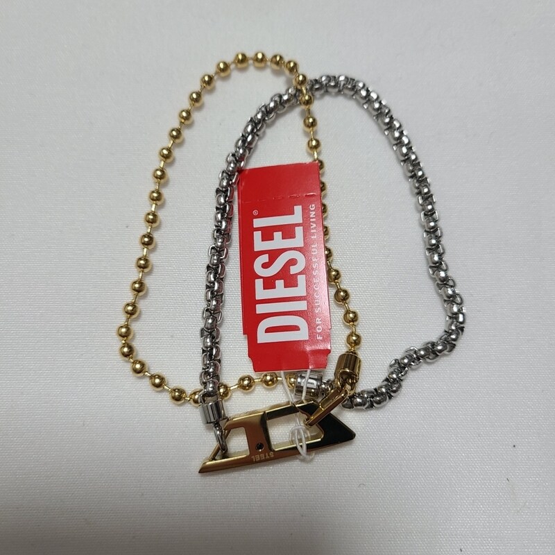 디젤 스테인리스 스틸 체인 투톤 팔찌 브레이슬릿 실버 골드 DX1570931 - Diesel