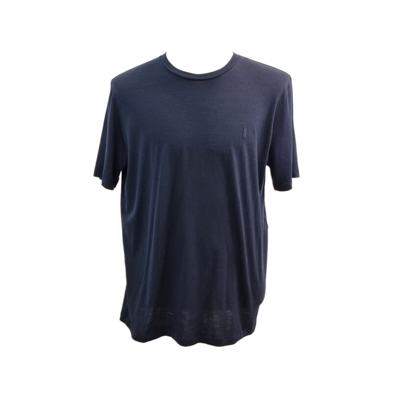 [XL] 생로랑 737953 로고 반팔 티셔츠 네이비 9LFXM848 - Saint Laurent