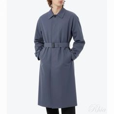 오라리 워시 핀스 개버딘 수티엥 코트 라이트 네이비 샴브레이 A25SC01GF 워시드 썸네일 1