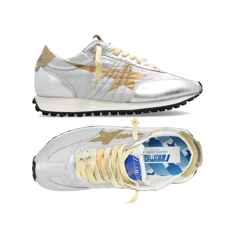 26SS 여성 러닝 마라톤 M77 스니커즈 실버/골드 GWF00683 F005490 70138 - Golden Goose