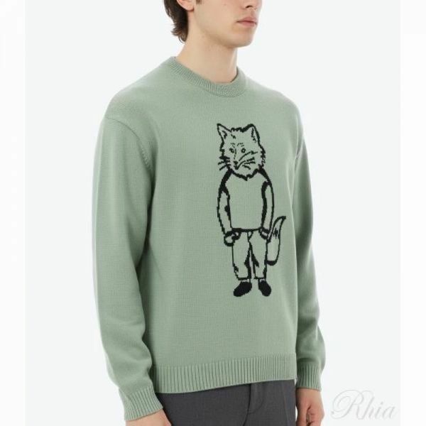 메종키츠네 25 드레스드 폭스 인타르시아 점퍼 OM00802KT1030 0078 스웨터 - Maison Kitsune