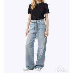 MSGM 25 와이드 데님 트라우저 3841MDP234L 257275 85 썸네일 1