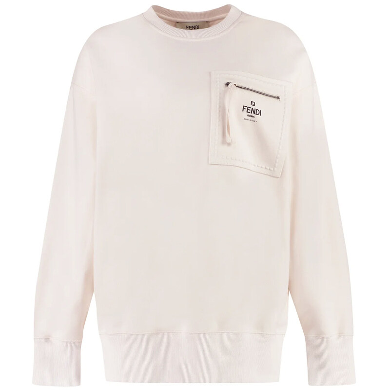 펜디 25SS 지퍼 포켓 시그니처 로고 맨투맨 크림 FS7912 ANQT F084J - Fendi