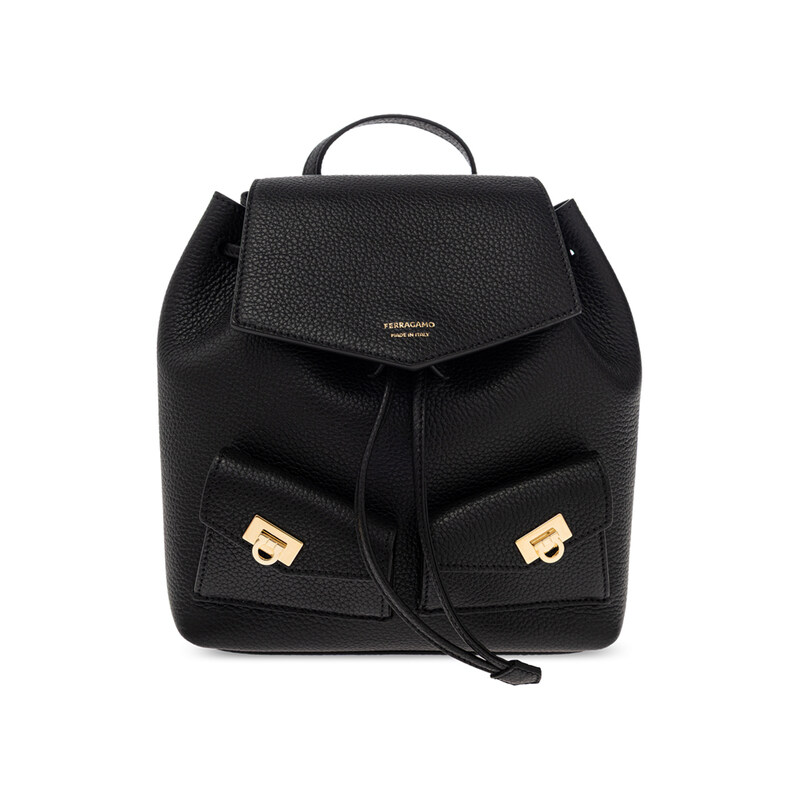 페라가모 26SS 금장 로고 멀티 포켓 미니 백팩 블랙 22-0941 0785886 - Salvatore Ferragamo