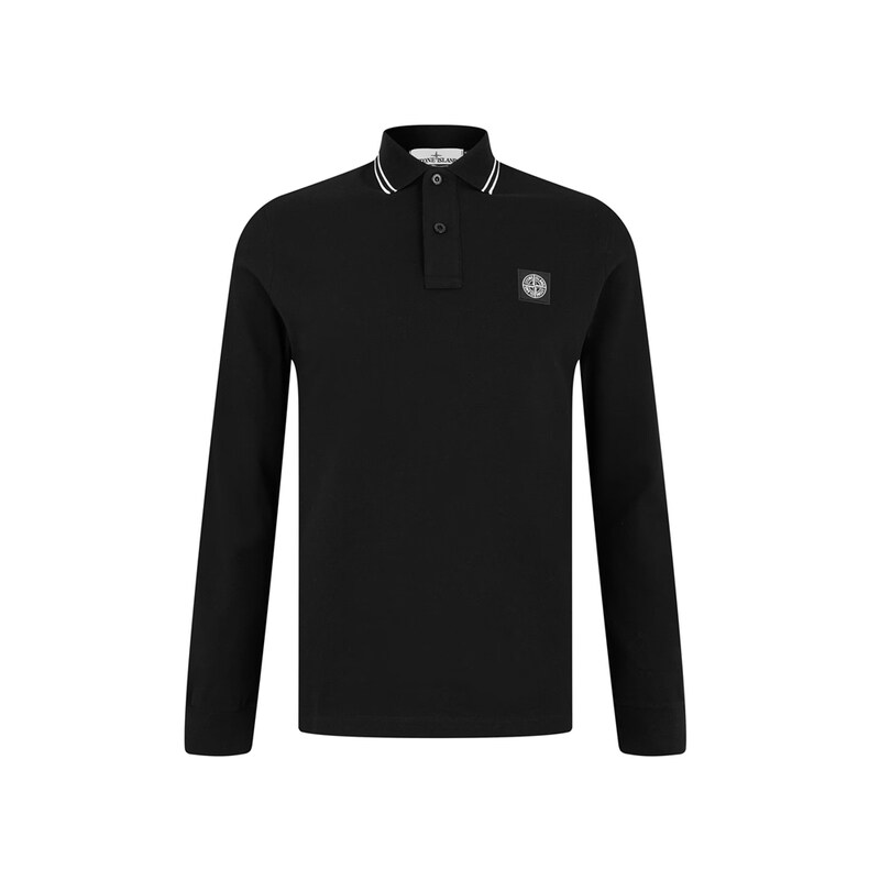 스톤 26SS 로고 패치 슬림핏 롱 슬리브 폴로 티셔츠 블랙 L1S15 2200012 S0018 V0029 - Stone Island