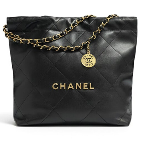 [샤넬] 샤넬 22 스몰 핸드백 샤이니 카프스킨 골드 메탈 블랙 가방 AS3260 B19059 94305 / TRN - Chanel