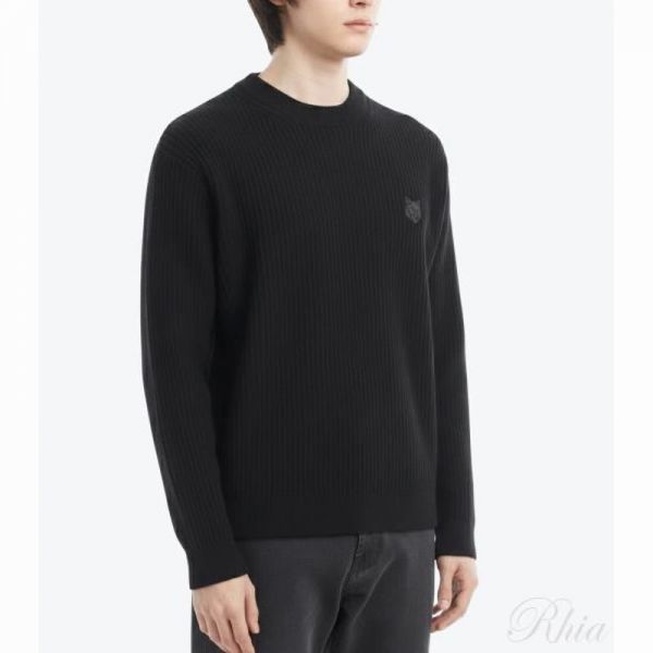 메종키츠네 25FW 폭스 헤드 울 리브드 점퍼 PM00811KT1149 P199 폭스헤드 립 니트 - Maison Kitsune