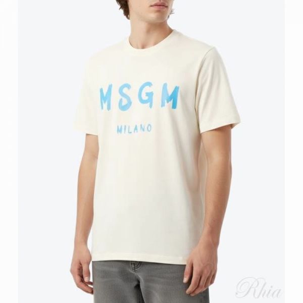 MSGM 브러쉬드 로고 반팔 티셔츠 3640MM510 247002 02 - MSGM