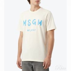 MSGM 브러쉬드 로고 반팔 티셔츠 3640MM510 247002 02 썸네일 1