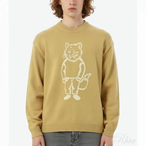 메종키츠네 25 드레스드 폭스 인타르시아 점퍼 OM00802KT1030 0102 스웨터 - Maison Kitsune