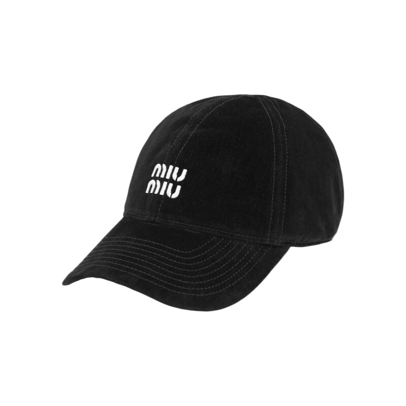 26SS 로고 자수 벨벳 베이스 볼캡 블랙 5HC369 2CUA F034S - Miu Miu