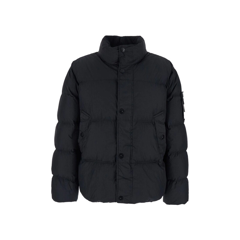 26SS 와펜 가먼트다이드 크링클랩스 패딩자켓 블랙 L1S15 4100109 S0A23 V0029 - Stone Island