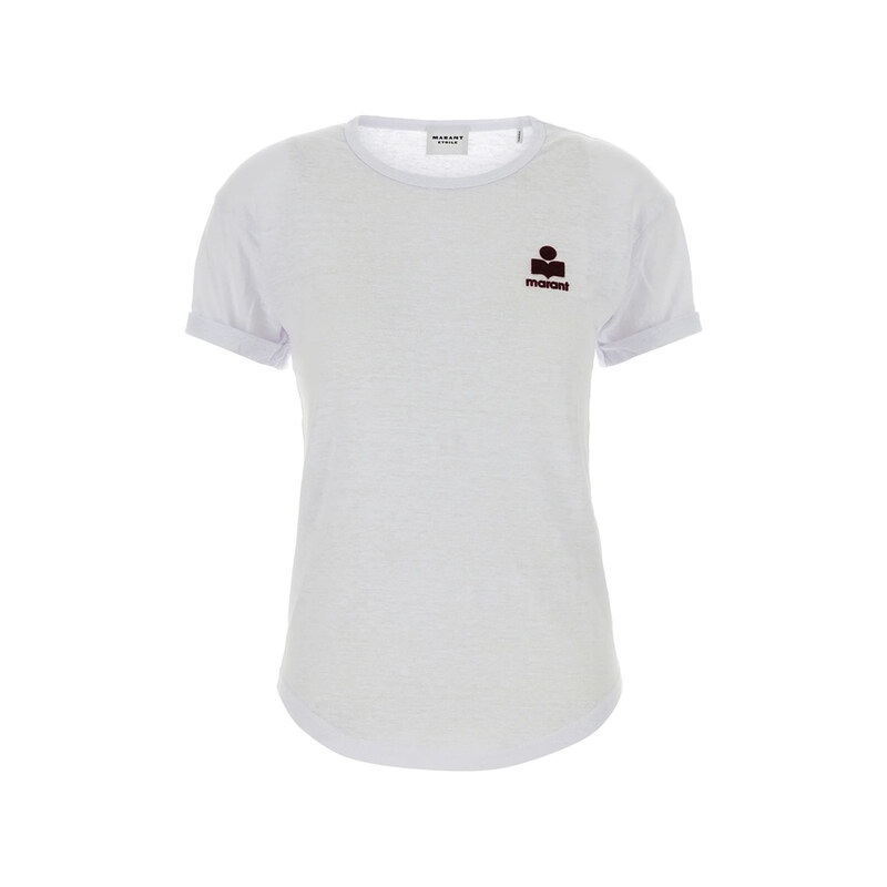 26SS 콜디아 KOLDIA 로고 린넨 티셔츠 화이트/버건디 TS0315FA A1N09E WHBY - Isabel Marant
