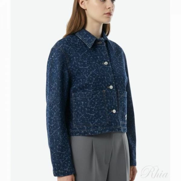 메종키츠네 크롭 데님 자켓 MW02113WW5024 O010 - Maison Kitsune