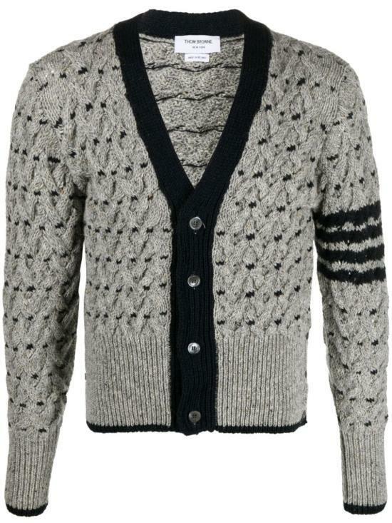 26SS 톰브라운 클래식 4 바 케이블 니트 가디건 MKC542AY1506055 LGRAY DOM - Thom Browne