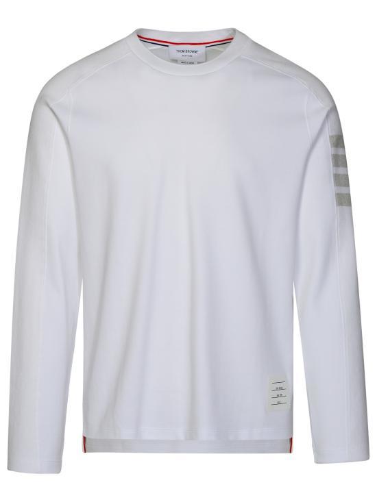 26SS 톰브라운 밀라노 코튼 4바 롱슬리브 티 MJS245A07323100 WHITE DOM - Thom Browne