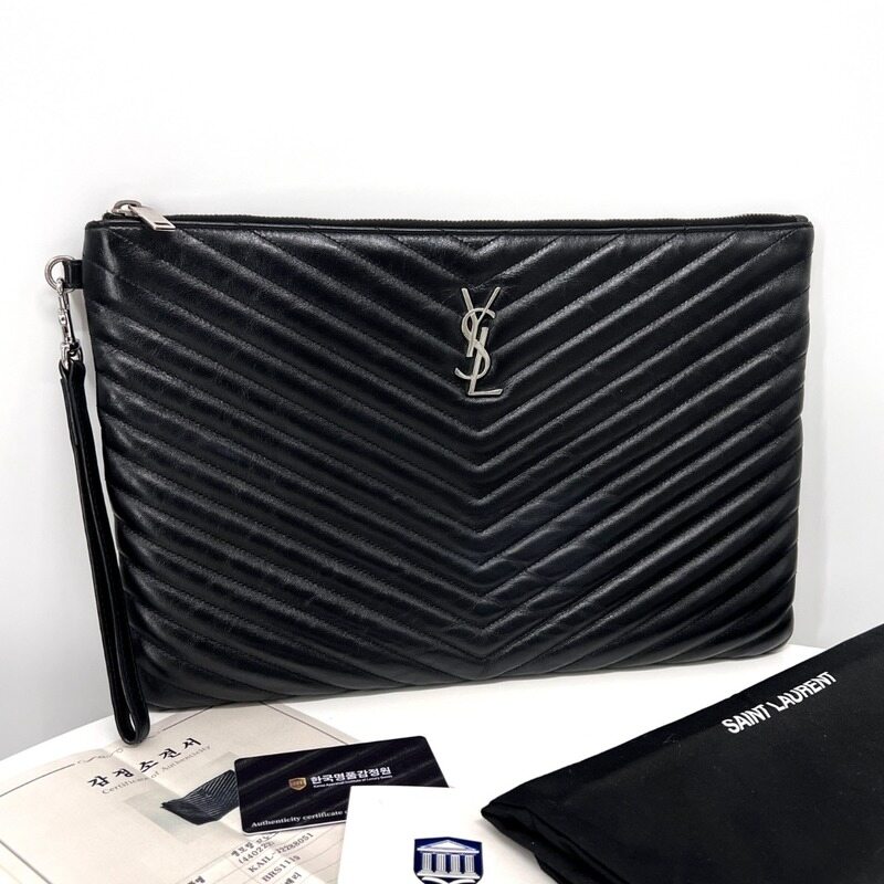 생로랑 마틀라세 클러치백 라지 블랙 (440222) - Saint Laurent
