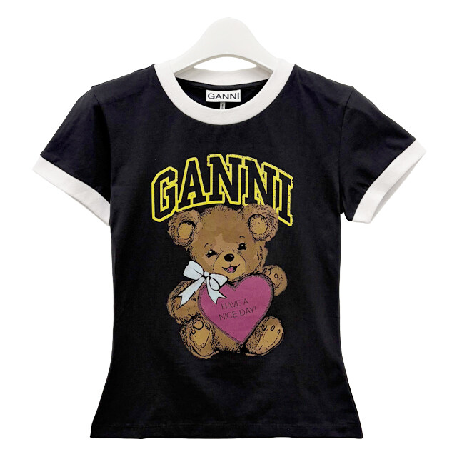 더팩토리 26SS 가니 로고 테디 크롭 반팔티 / 팬텀 (T4335 252) - Ganni