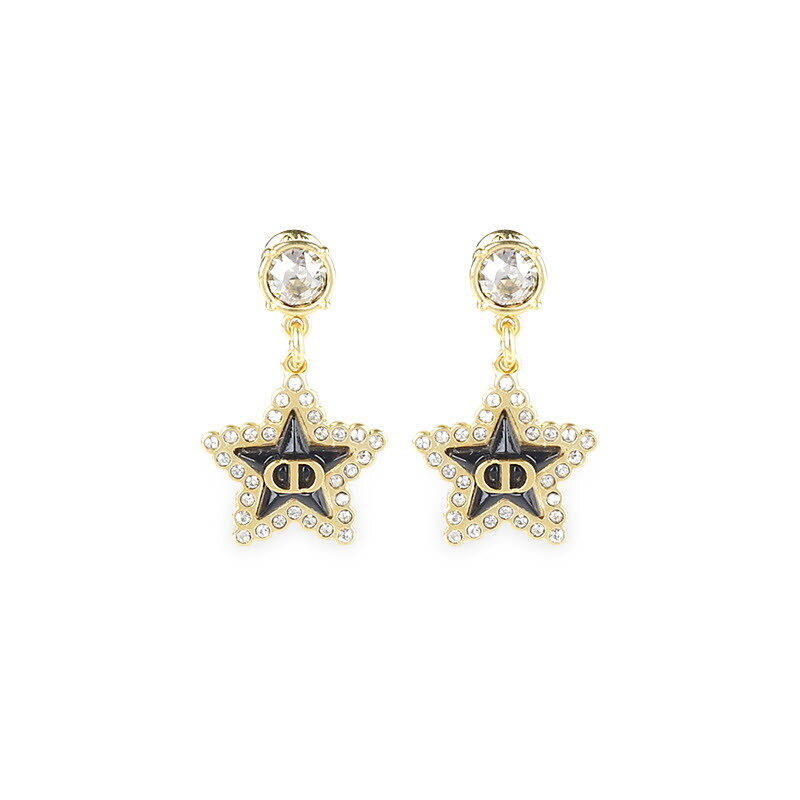디몬트 디올 여성 PETIT CD 크리스탈 이어링(골드/블랙) E4353WOMCY 92B - Christian Dior