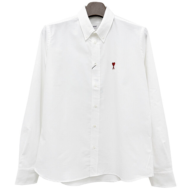 더팩토리 26SS 아미 하트 로고 버튼 다운 코튼 옥스포드 셔츠 / 내추럴 화이트 (BFUSH063 CO0031 168) - Ami