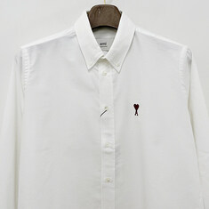 더팩토리 26SS 아미 하트 로고 버튼 다운 코튼 옥스포드 셔츠 / 내추럴 화이트 (BFUSH063 CO0031 168) 썸네일 3