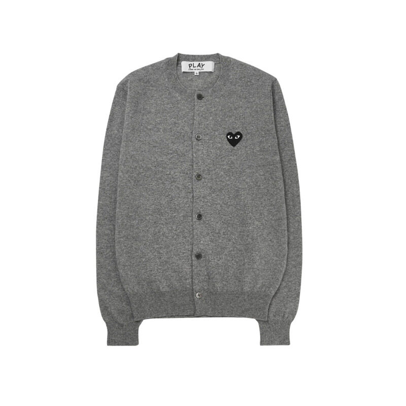 꼼데가르송 플레이 블랙하트 와펜 니트 가디건 그레이 AX N023 051 2 - Comme des Garcons