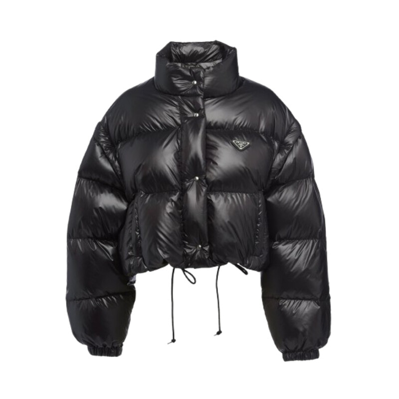 프라다 리나일론 크롭 컨버터블 다운 자켓 여성 블랙 패딩 291805 11A9 F0002 - Prada