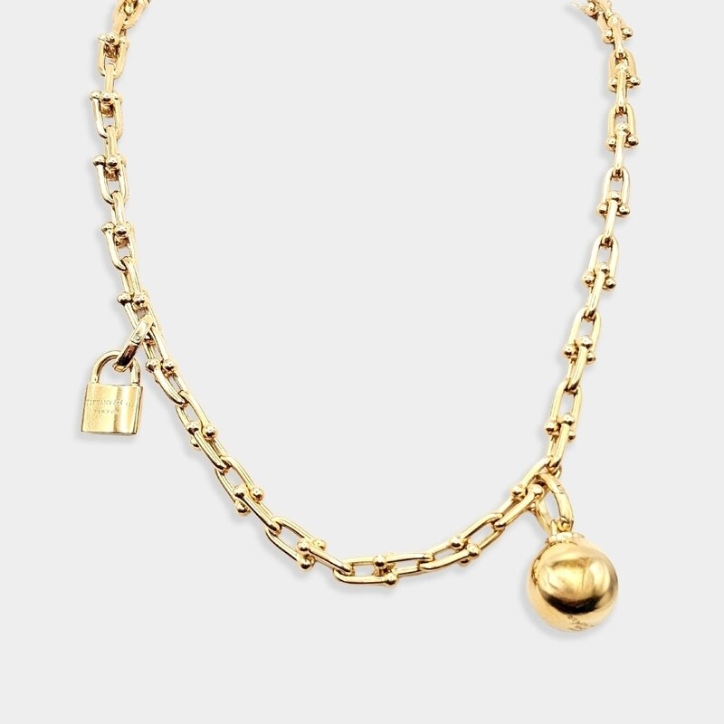 [스몰] 티파니앤코 하드웨어 싱글 랩 네크리스 YG B1209C093 - Tiffany & Co
