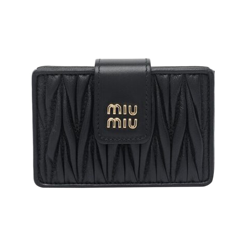 26SS 마틀라세 금장로고 5포켓 카드지갑 블랙 5MC280 AFPP F0002 - Miu Miu