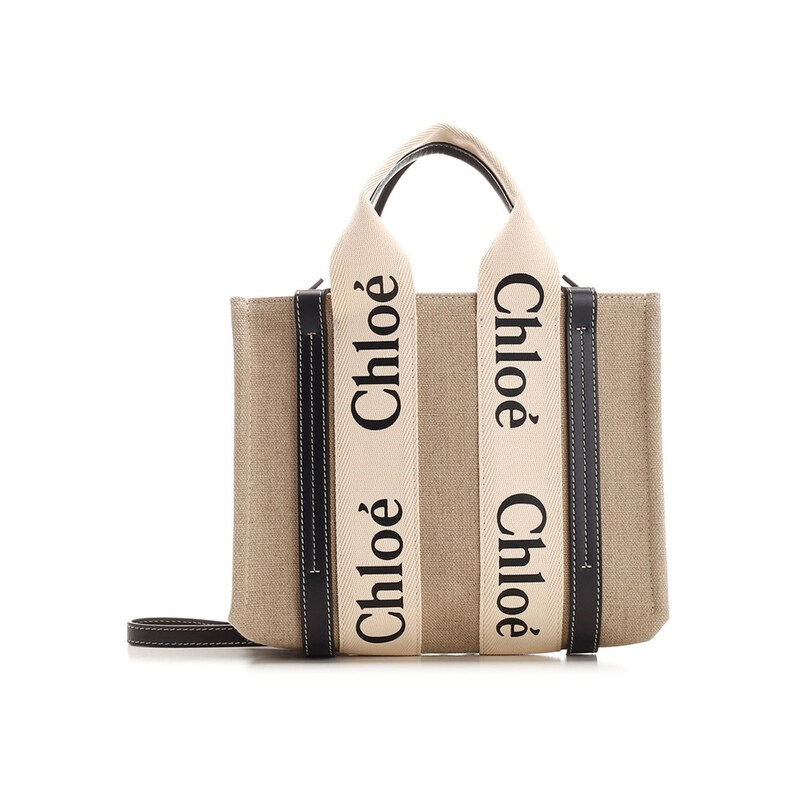 26SS 우디 스몰 토트/숄더백 화이트/블루 CHC22AS397I26 91J - Chloe
