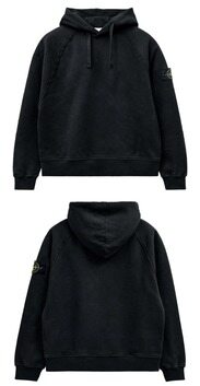 [스톤아일랜드] 25FW 와펜패치 브러싱 오가닉 코튼 후드티셔츠 블랙 남성 티셔츠 K2S156100023 S0A20 V0029 / TFS 썸네일 2