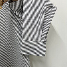 더팩토리 26SS 아미 하트 로고 버튼 다운 스트라이프 코튼 옥스포드 셔츠 / 블랙 내추럴 화이트 (BFUSH063 CO0087 039) 썸네일 5