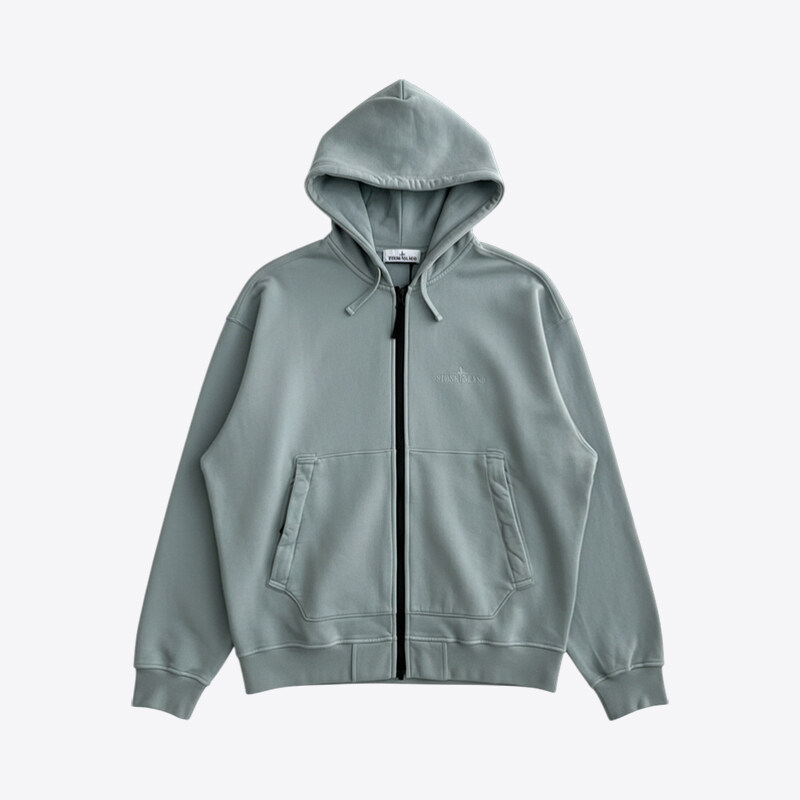 스톤아일랜드 남성 와펜 패치 후드 집업 자켓 (스카이블루) 781562051 V0041 - Stone Island
