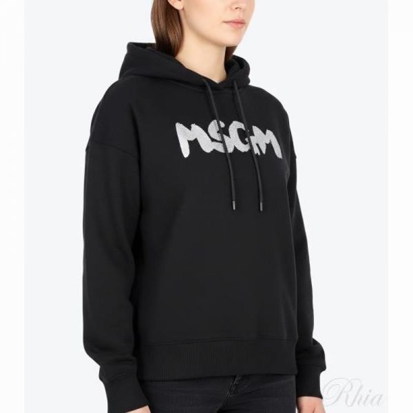 MSGM 글리터 클라우드 로고 후드 티셔츠 3641MDM96 247000 99 - MSGM