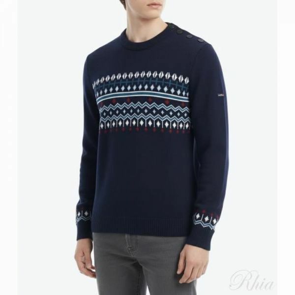 세인트제임스 25FW 브리안콘 네이비 멀티코 3381 ME 스웨터 - Saint James