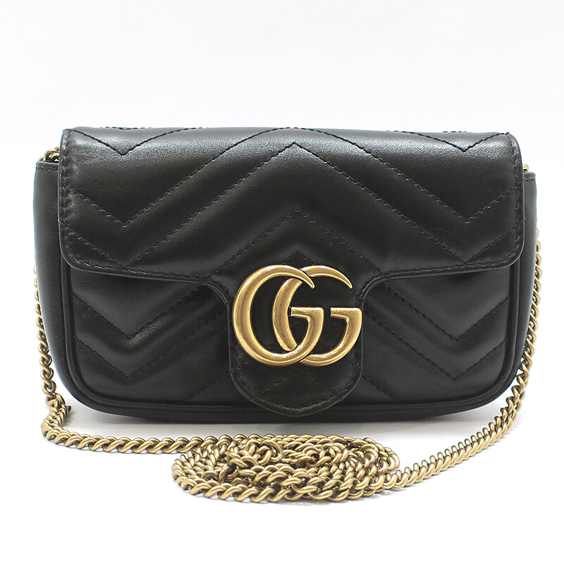 구찌 476433 블랙 GG 마몽 마몬트 마틀라세 수퍼 미니 크로스백 - Gucci