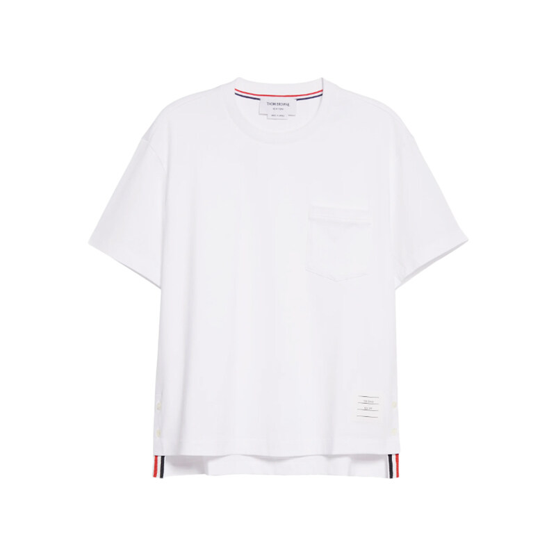 26SS 포켓 박스 티셔츠 화이트 FJS123A 00042 100 - Thom Browne