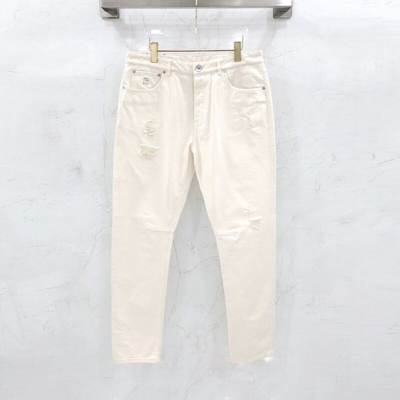 [럭스유] 50 / 브루넬로 쿠치넬리 아이보리 워싱 데님 팬츠 - Brunello Cucinelli