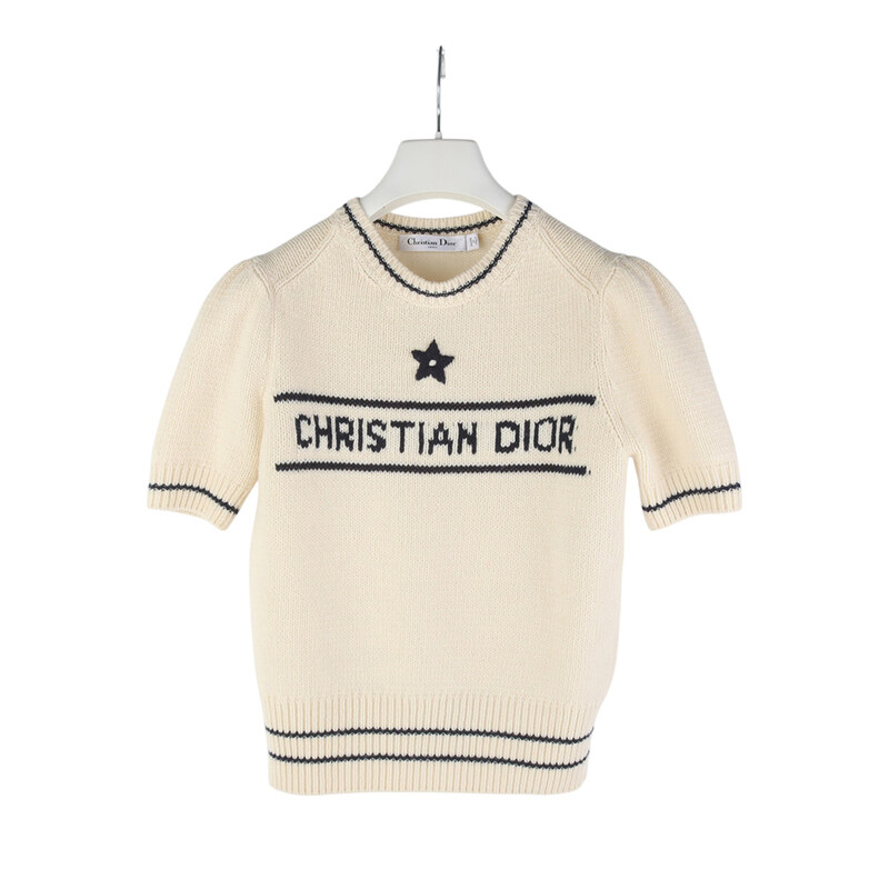 디올 154S09AM305 에크루 울 캐시미어 반소매 스웨터 니트 36사이즈 36708Y - Christian Dior