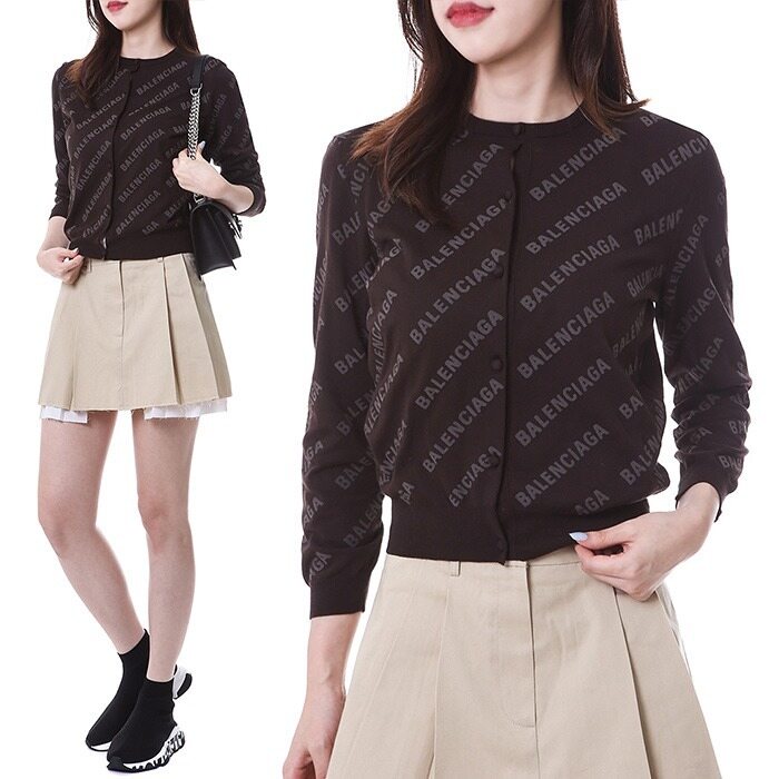 발렌시아가 멀티로고패치 코튼니트 여성 가디건/706303 T3234 0250 - Balenciaga