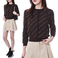 발렌시아가 멀티로고패치 코튼니트 여성 가디건/706303 T3234 0250 썸네일 1