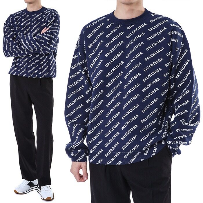 발렌시아가 멀티로고 울 라운드 니트/736247 T3233 8502 - Balenciaga