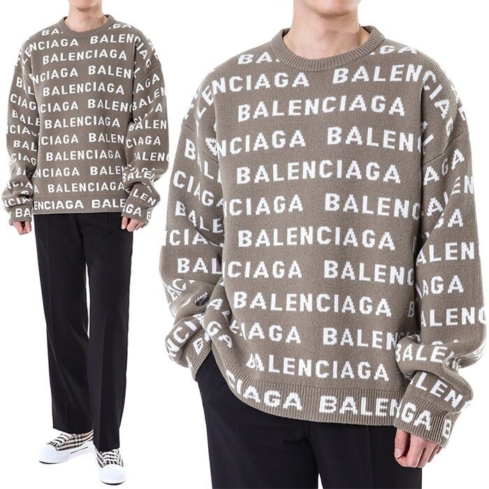발렌시아가 배색멀티로고 볼륨 울 니트/761596 T1673 9677 - Balenciaga