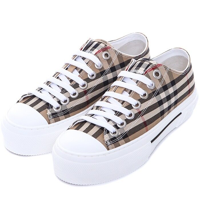버버리 잭 로고러버솔 빈티지 체크 코튼 여성 스니커즈/8050506 - Burberry