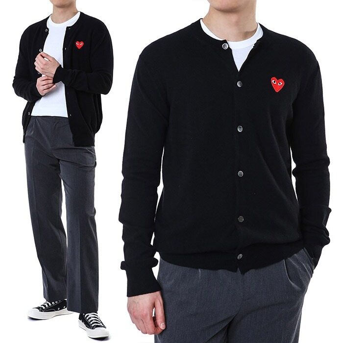 꼼데가르송 레드하트 와펜패치 울 라운드 니트 가디건/AX N007 051 1 - Comme des Garcons