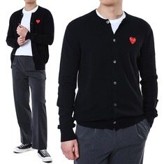 꼼데가르송 레드하트 와펜패치 울 라운드 니트 가디건/AX N007 051 1 썸네일 1