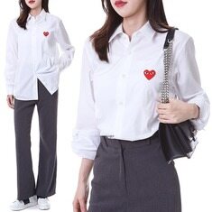 꼼데가르송 레드하트와펜패치 여성 베이직 셔츠 화이트/AX B002 051 2 썸네일 1