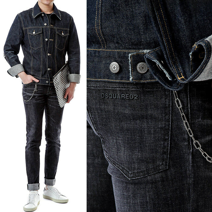 [디스퀘어드]스틸로고 메탈체인 블랙워싱진_슬림핏/71LB0355 - Dsquared2