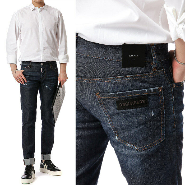 [디스퀘어드]메탈로고패치 스티치 진청진_슬림핏/74LB0272 - Dsquared2