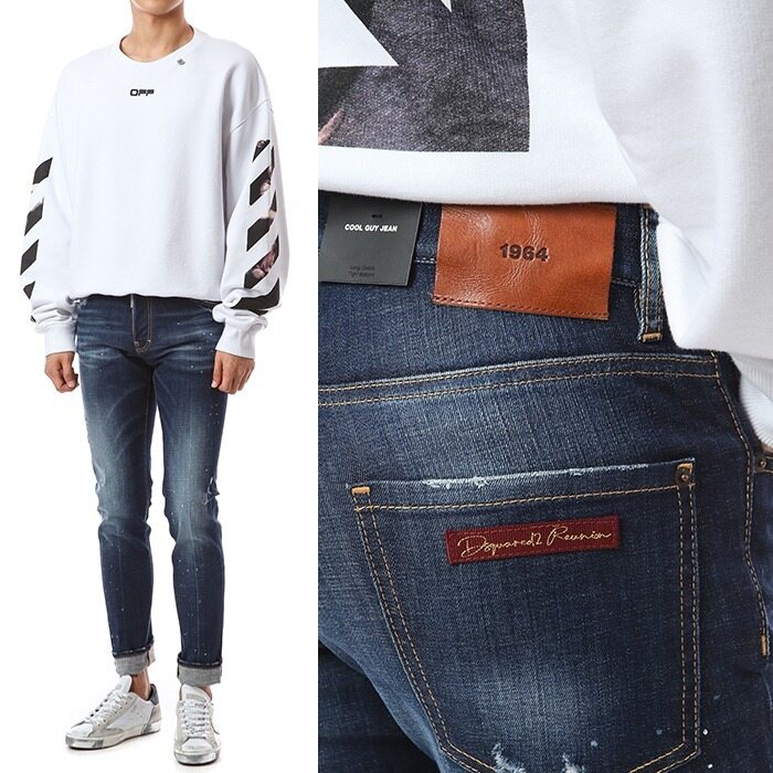 [디스퀘어드]페인트스팟 블랙탭 진청진_쿨가이핏/74LB0768 - Dsquared2